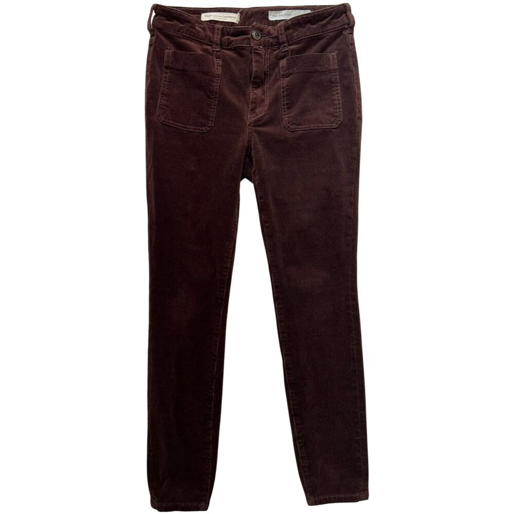 Anthropologie Pilcro Women's Corduroy Skinny Pants High Rise Size 28 Deep Brown